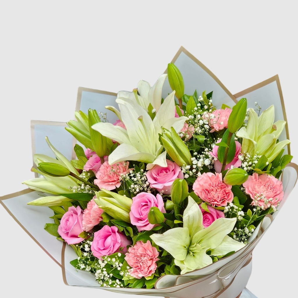 Bouquet Raspberry Delight (A.Lilly, Carn, Roses)