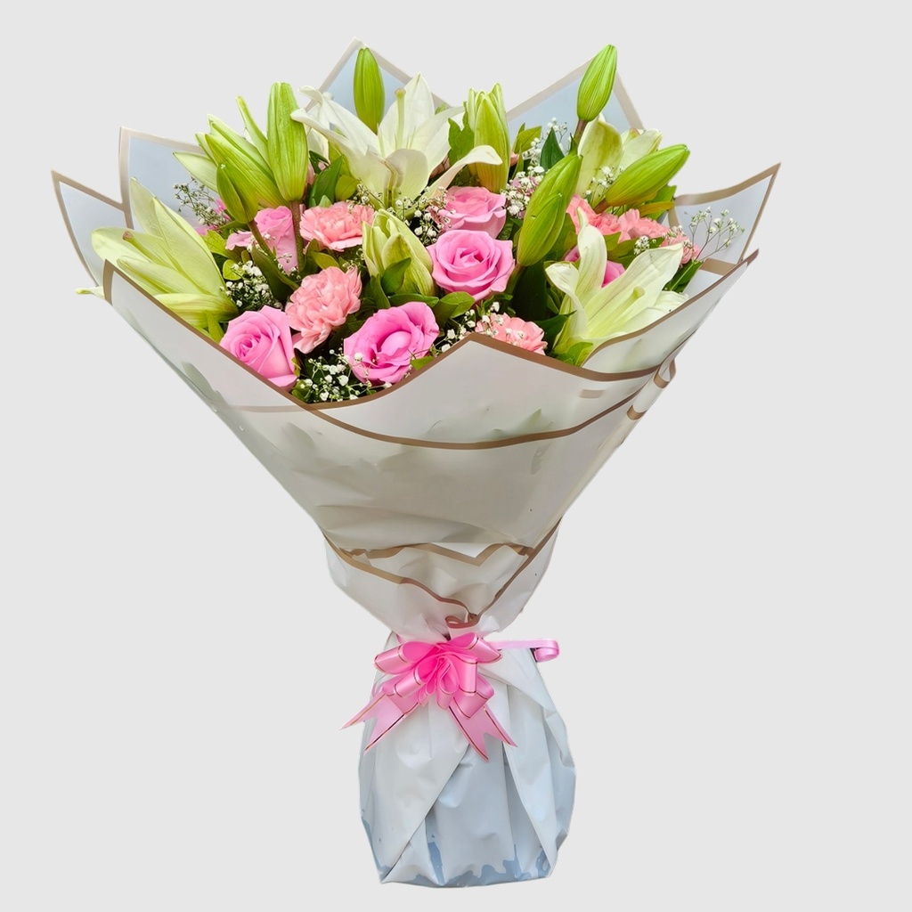 Bouquet Raspberry Delight (A.Lilly, Carn, Roses)