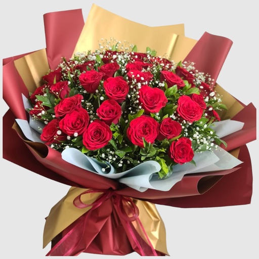 [FFBQ MEMI 48ST] Flower Bouquet Merlot Mirage (Red Roses 48)